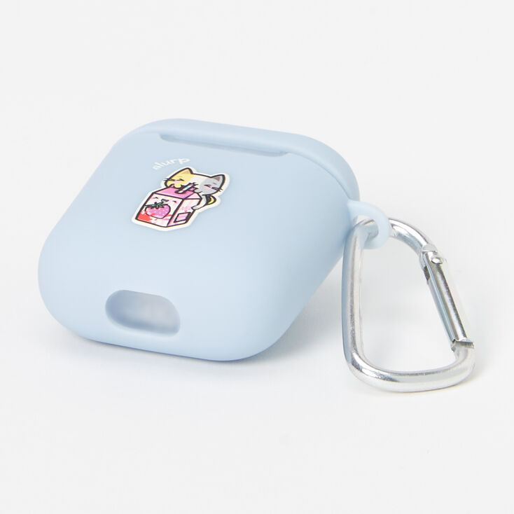 Blue Strawberry Milk Cat Silicone Earbud Case Cover - Compatible With Apple AirPods&reg;,