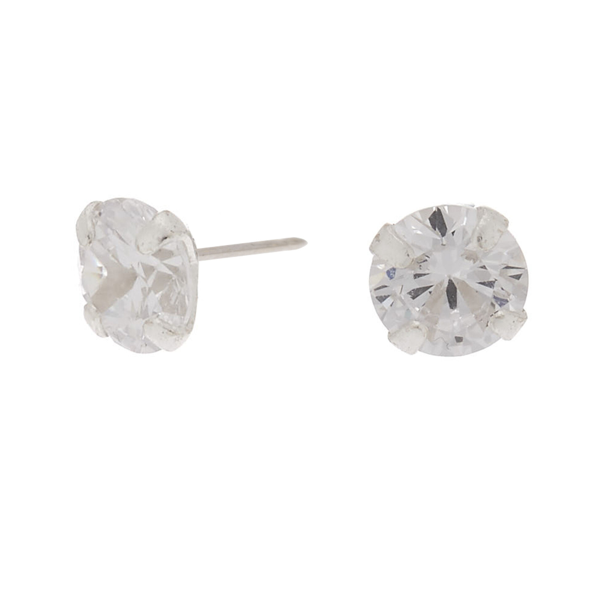 View Claires Cubic Zirconia 5MM Round Martini Stud Earrings Silver information