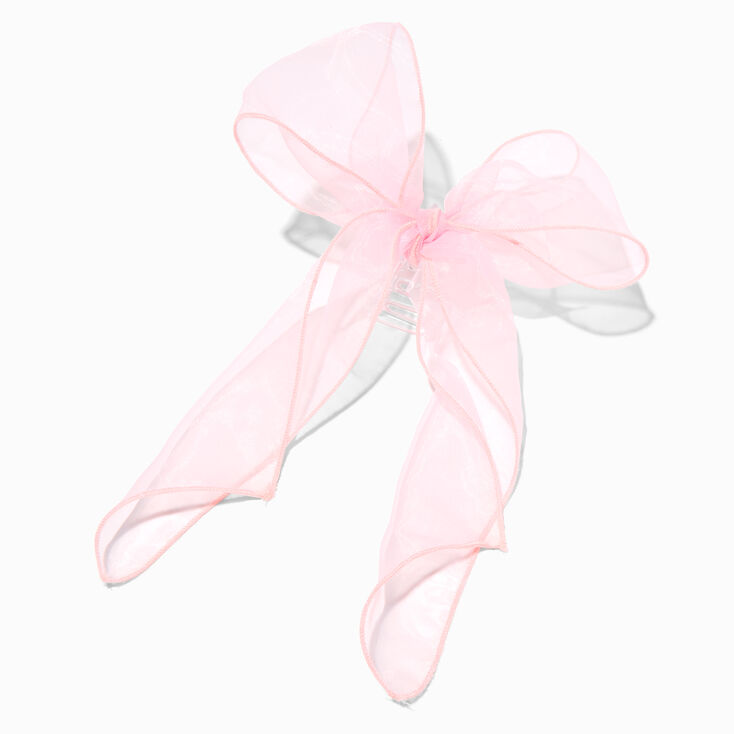 Pink Organza Bow Hair Claw,