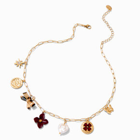 Gold-tone Paper Clip Charm Necklace,