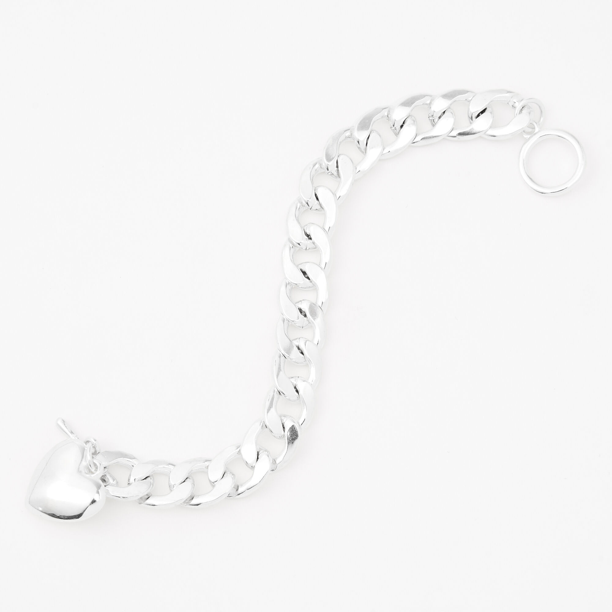 Silver Heart Toggle Chain Link Bracelet,