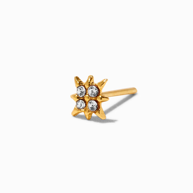 22G Gold-tone Sterling Silver Crystal Star Nose Ring,