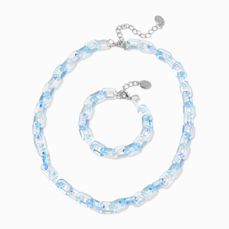 Claire&#39;s Club Blue Acrylic Chunky Chainlink Jewelry Set - 2 Pack,