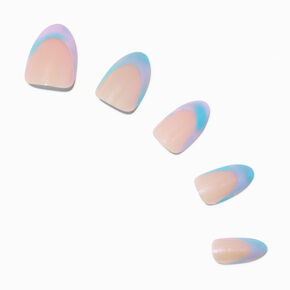 Pastel Iridescent Ombr&eacute; French Short Almond Vegan Faux Nail Set - 24 Pack,