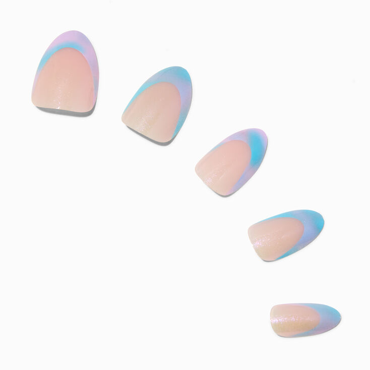 Pastel Iridescent Ombr&eacute; French Short Almond Vegan Faux Nail Set - 24 Pack,