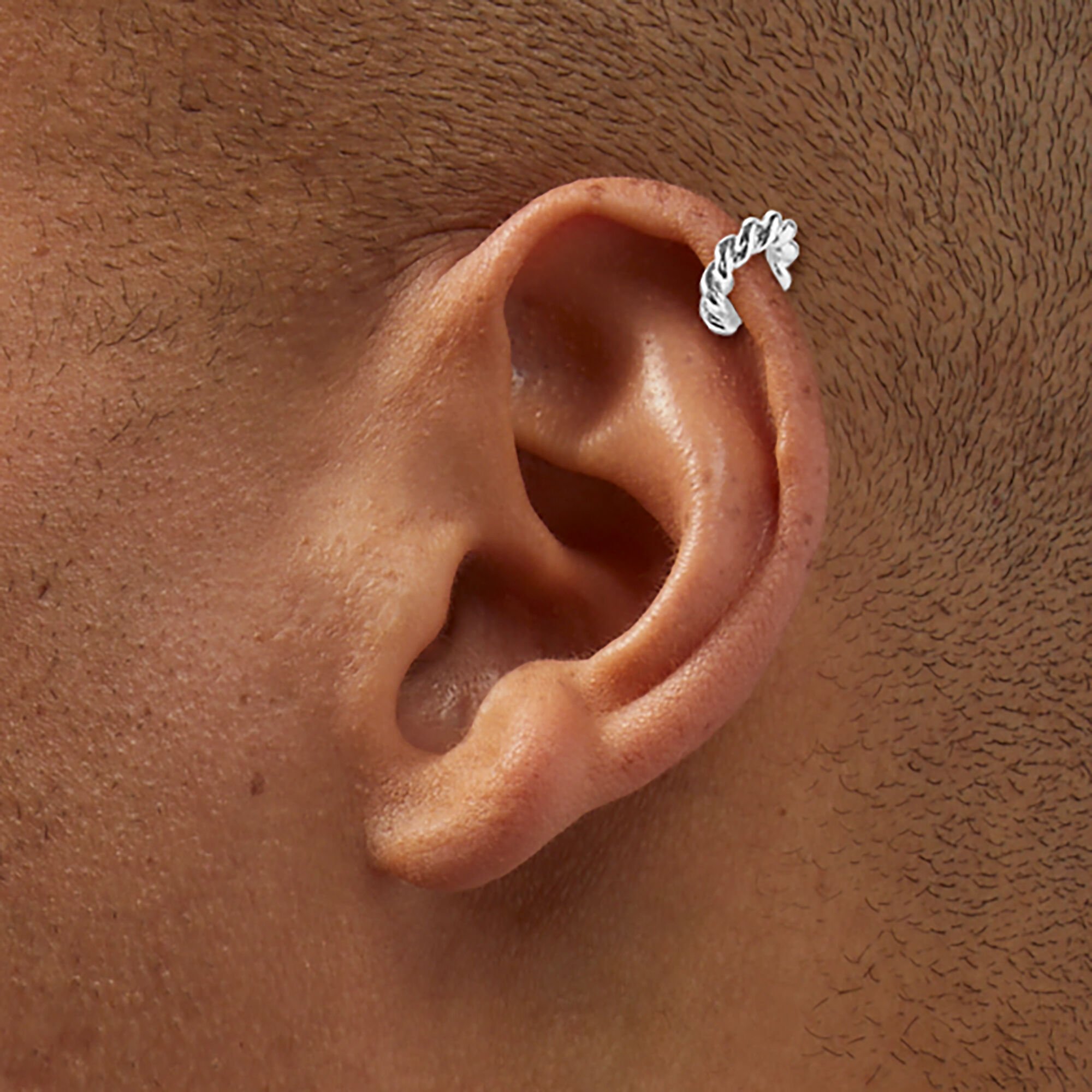 Silver-tone Twisted Stackable Ear Cuff ,