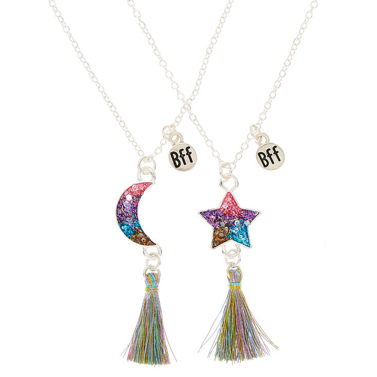 Lot de 2&nbsp;colliers best friends &agrave; pendentif pampilles cosmiques,