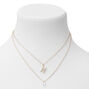 Gold Cubic Zirconia Zodiac Multi Strand Necklace - Pisces,