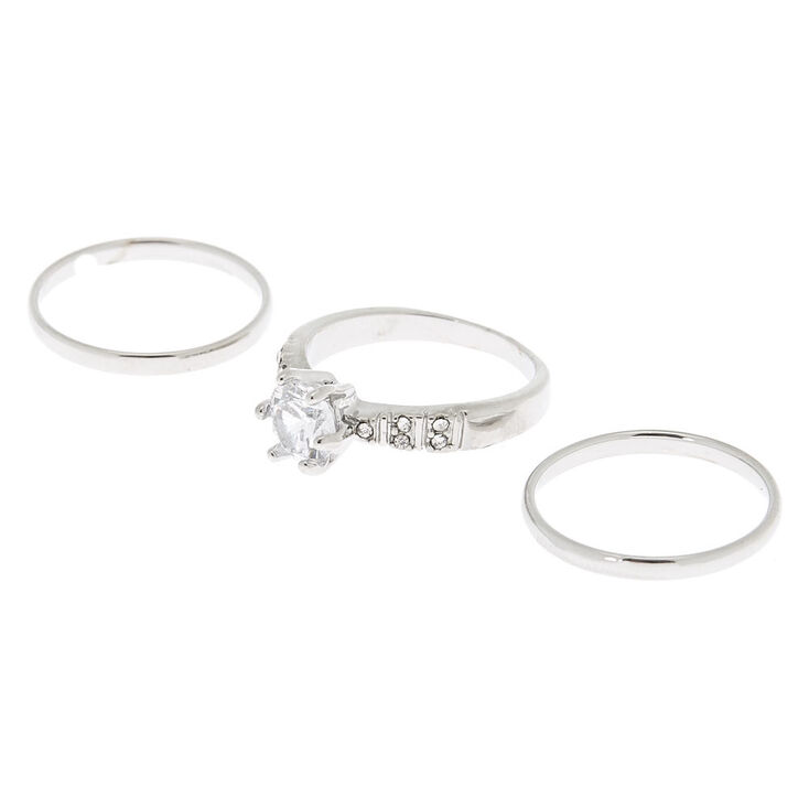 Silver Sleek & Embellished Rings - 3 Pack | Claire's