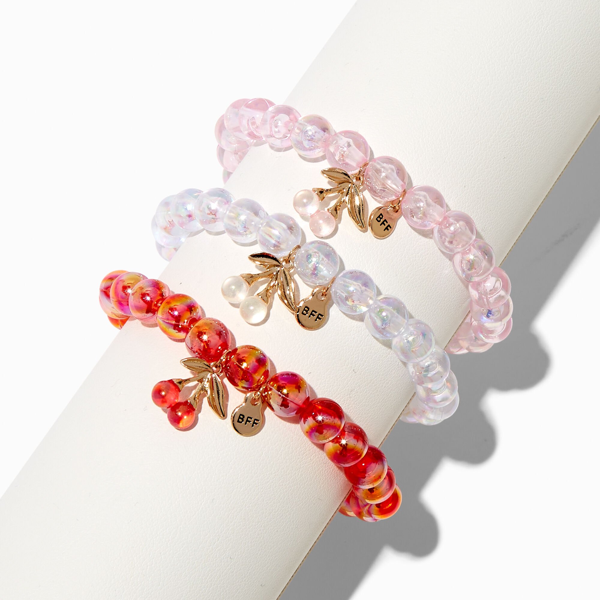 Best Friends Cherry Beaded Stretch Bracelets - 3 Pack,