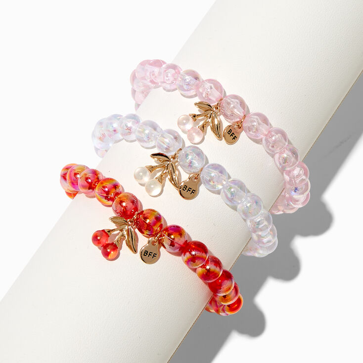 Best Friends Cherry Beaded Stretch Bracelets - 3 Pack,