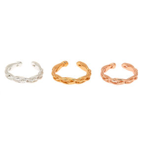 Mixed Metal Braided Toe Ring Set - 3 Pack,