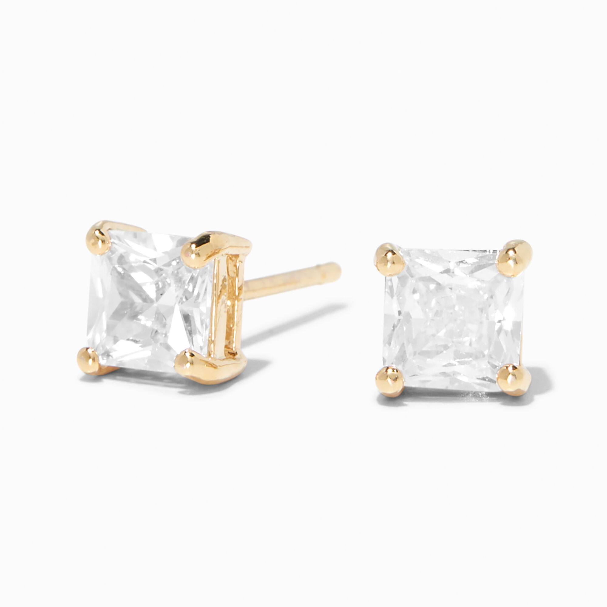 View Claires 18K Plated Cubic Zirconia 5MM Square Basket Stud Earrings Gold information