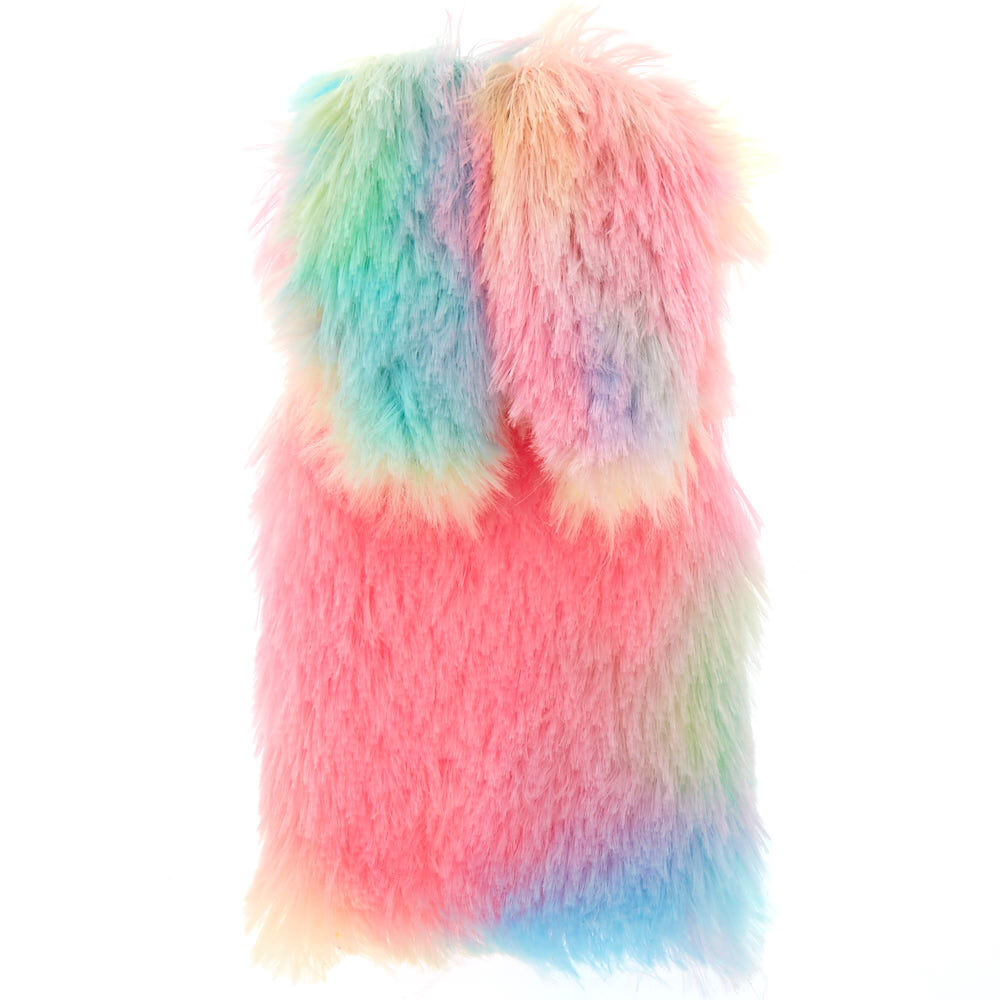 Pastel Rainbow Faux Fur Bunny Phone Case - Fits iPhone 6/7/8,