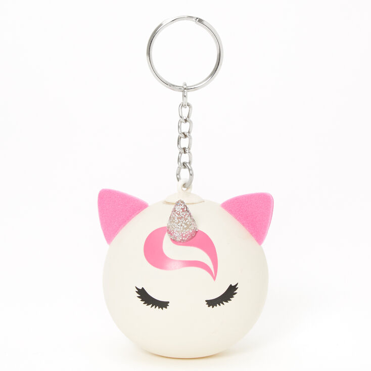 Pink &amp; White Unicorn Stress Ball Keyring,