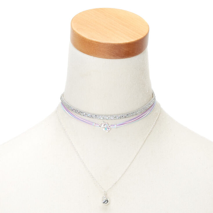 Silver Unicorn Choker Necklaces - 3 Pack,