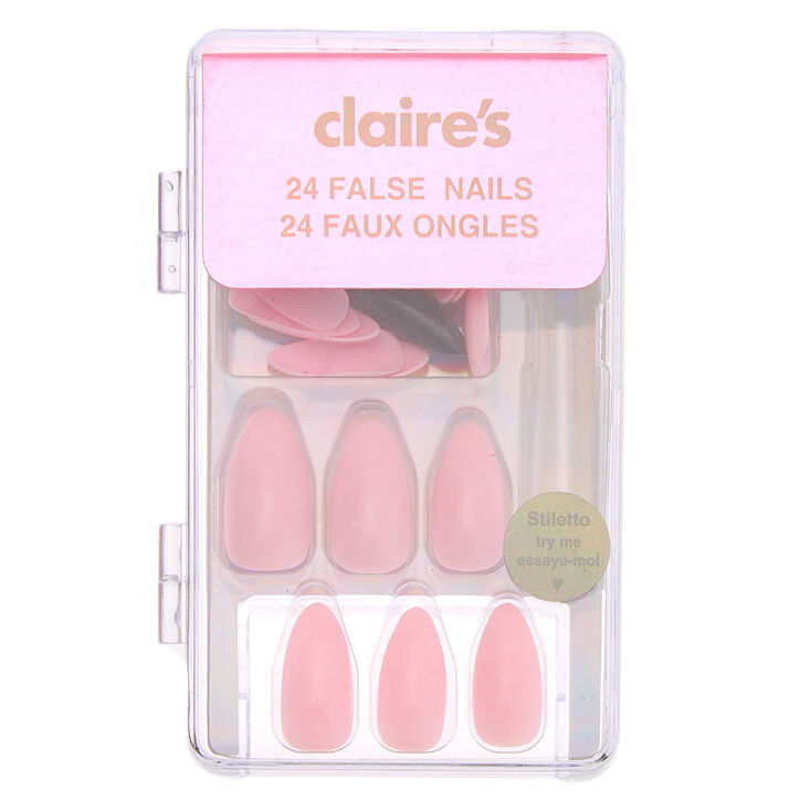Glossy Stiletto Faux Nail Set - Blush, 24 Pack,