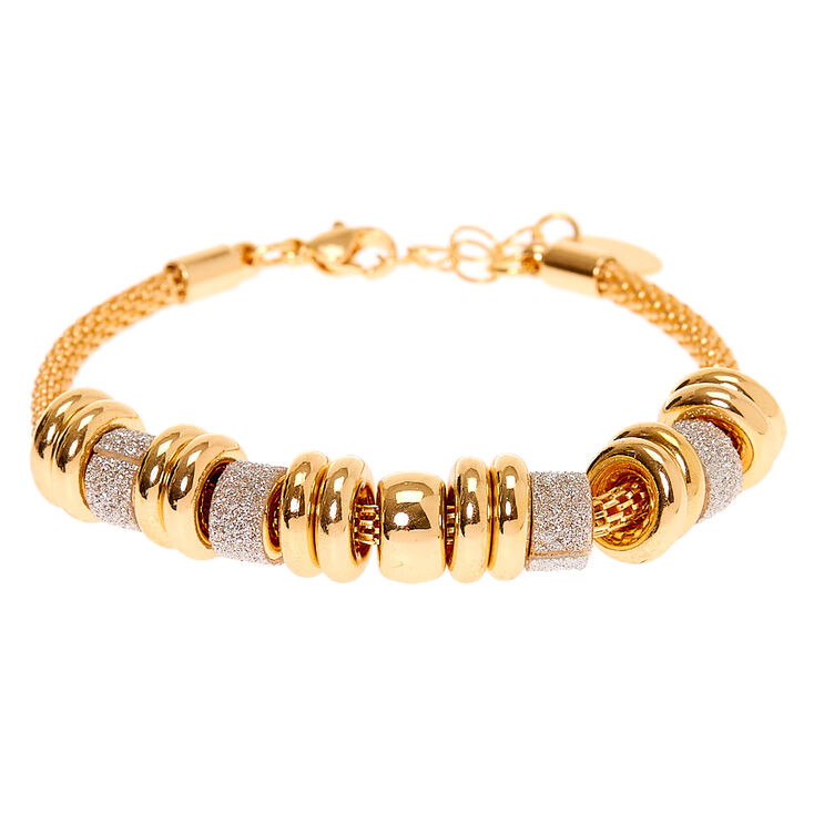 Gold Glitter Ring Chain Bracelet - Silver,