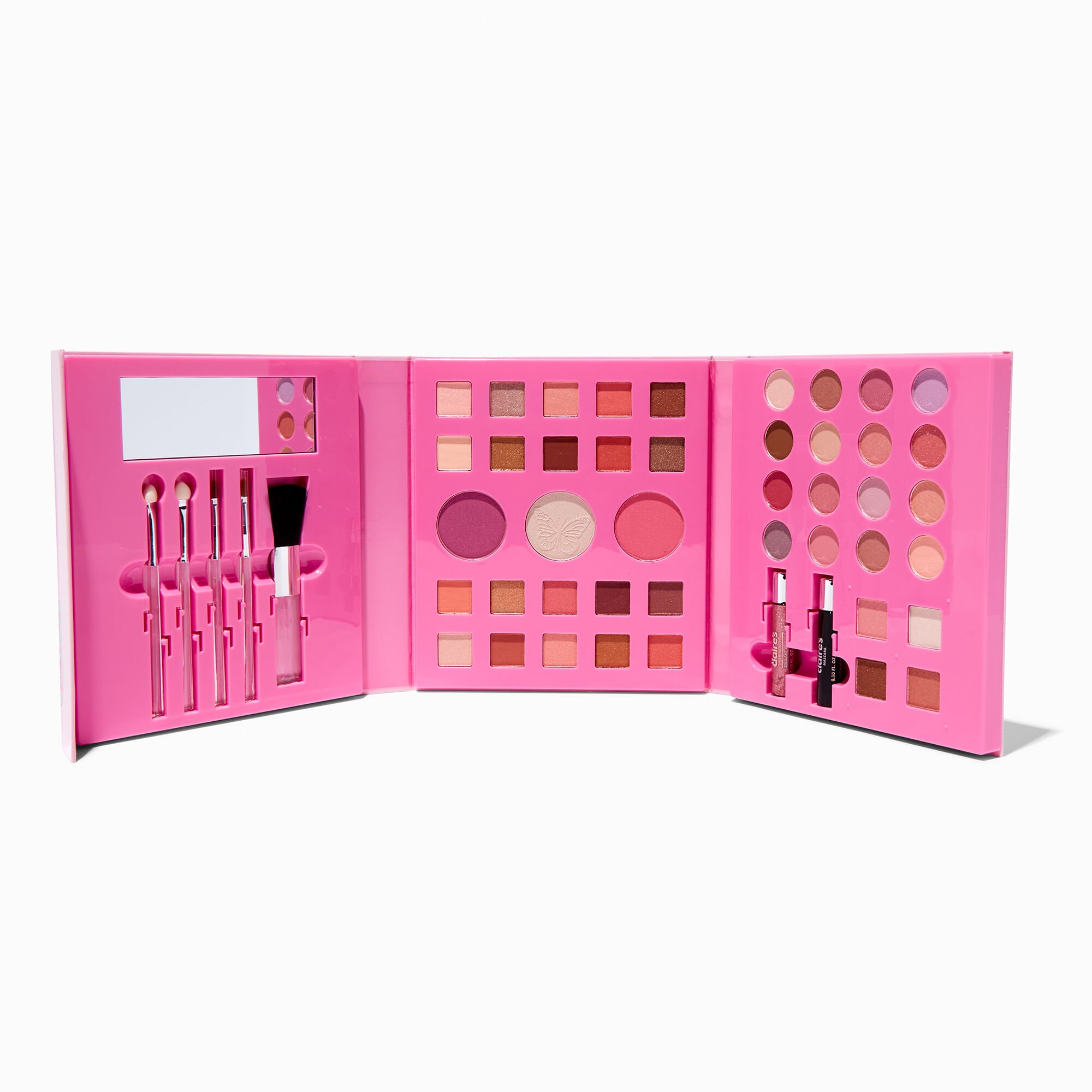 Claire's Palette compacte de maquillage 48 pièces papillon rose