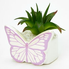 Butterfly Planter With Faux Succulent Plant,