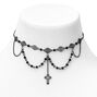 Cross Filigree Choker Necklace - Black,