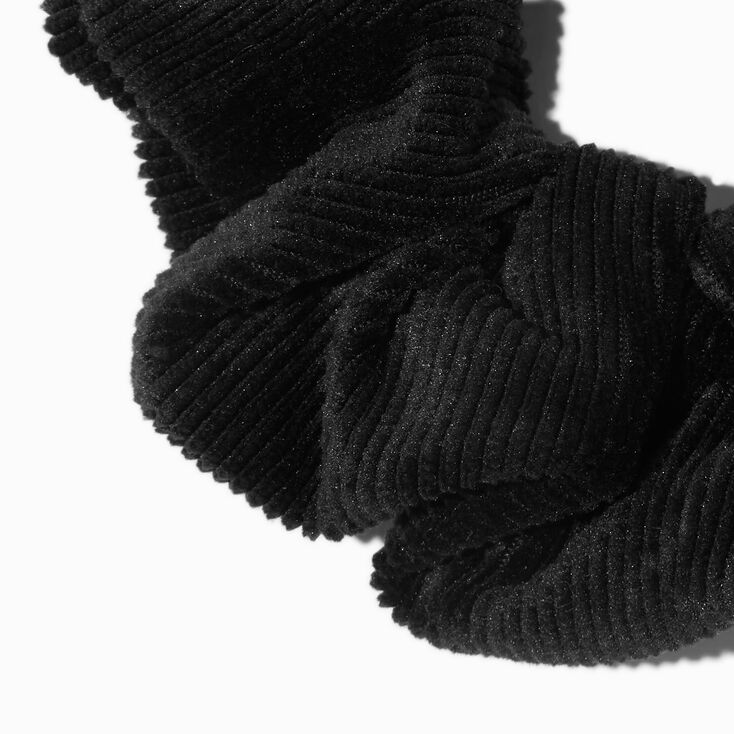 Medium Black Velvet Ribbed Hair Scrunchie,