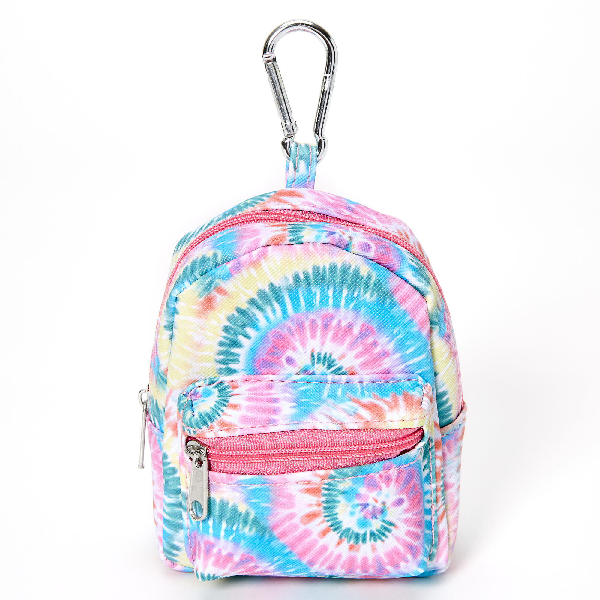 View Claires Tie Dye Mini Backpack Keyring Rainbow information