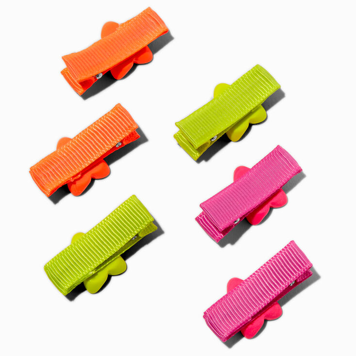 Claire&#39;s Club Neon Flowers Hair Clips - 6 Pack,