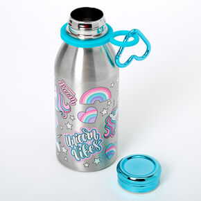 Unicorn Vibes Icon Metal Water Bottle - Silver,