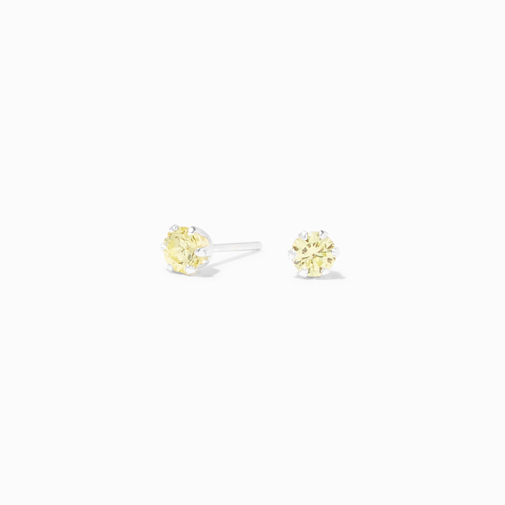 View C Luxe By Claires Sterling Silver Plated Apple Cubic Zirconia 4MM Basket Stud Earrings Green information