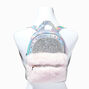 Furry Pink Glitter Iridescent Mini Backpack,