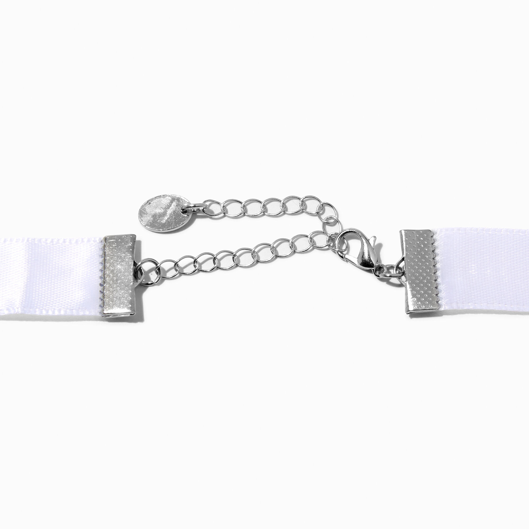 Claire's Club White Pearl Ribbon Choker Necklace,