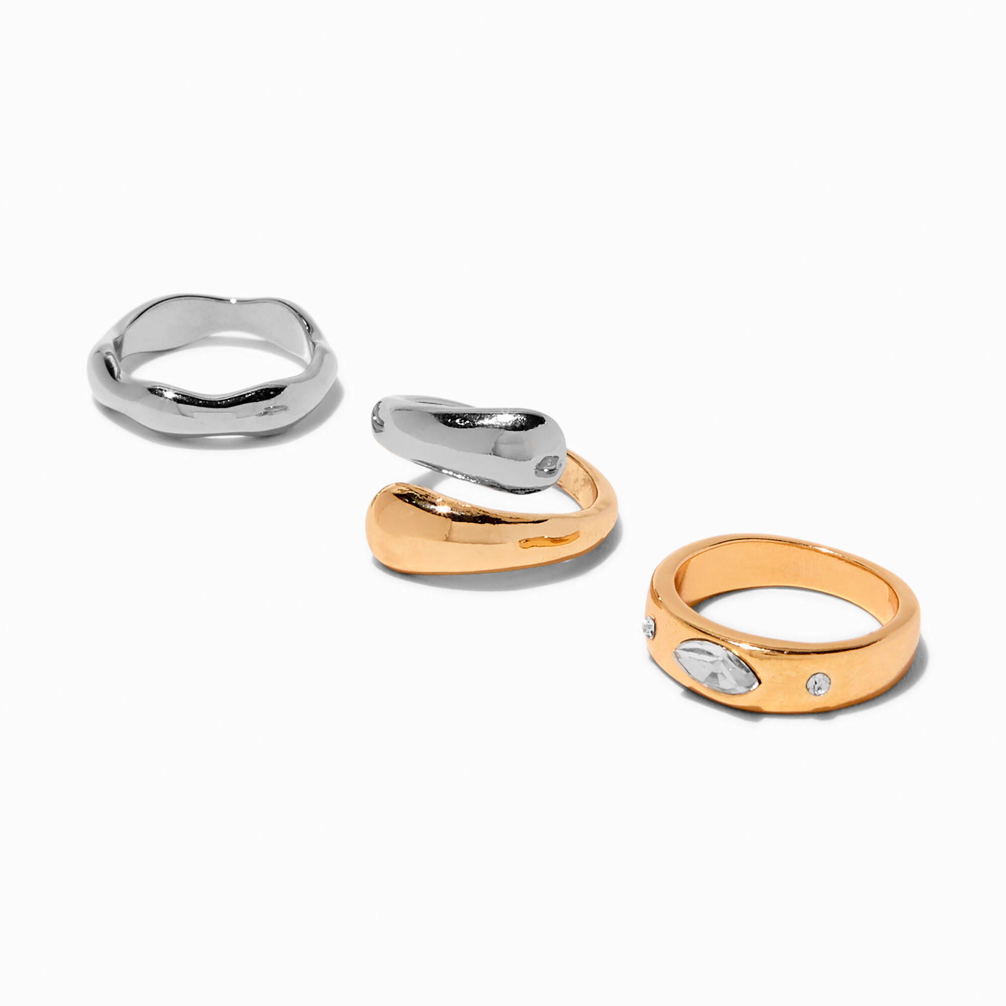 Mixed Metal Melted Rings - 3 Pack,