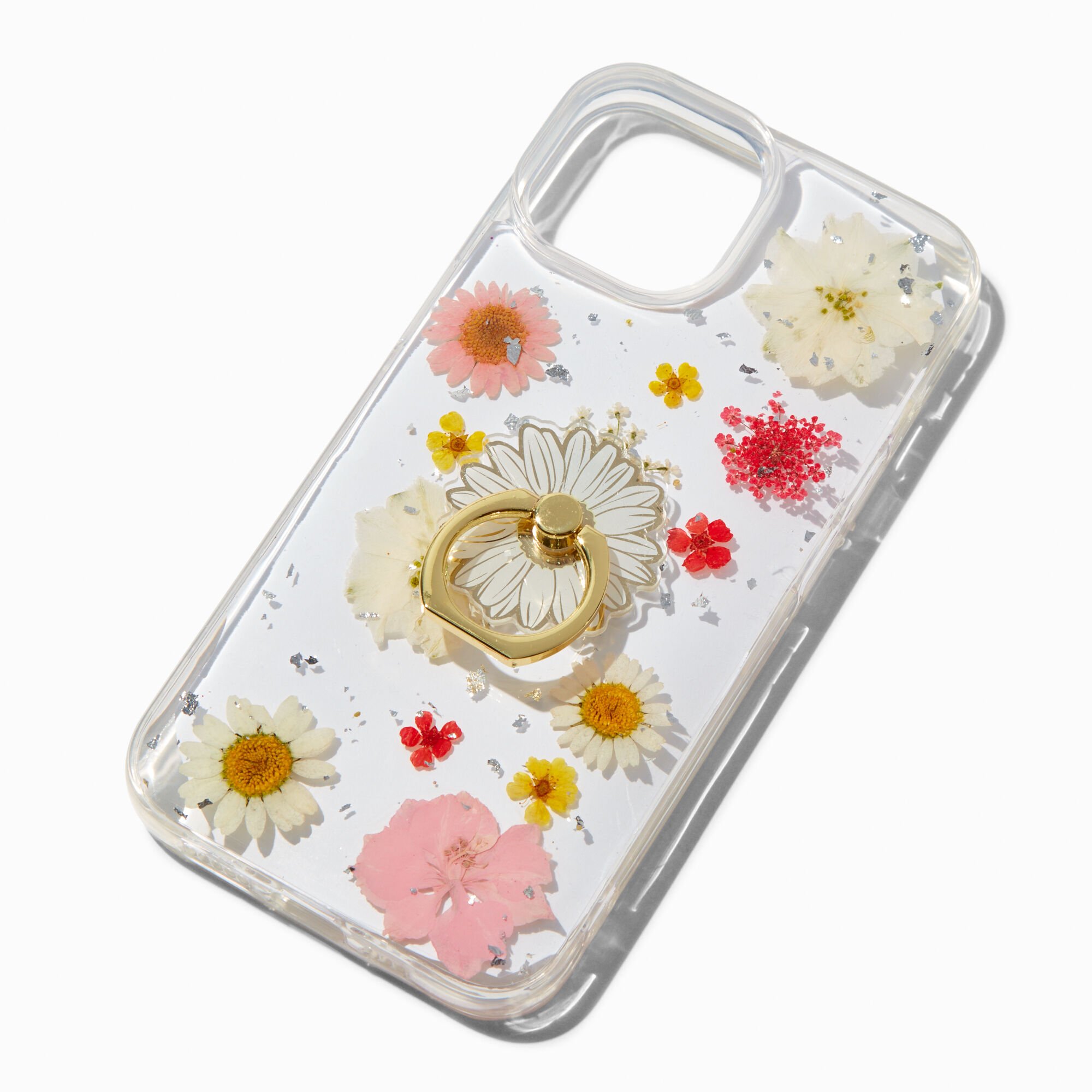 View Claires Daisy Ring Holder Pressed Flowers Phone Case Fits Iphone 131415 Gold information
