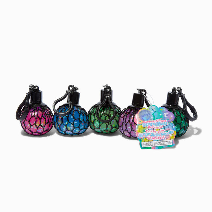 Confetti Glitter Stress Ball Keychain Claire&#39;s Exclusive Fidget Toy - Styles Vary,