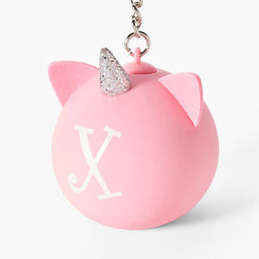 Initial Unicorn Stress Ball Keyring - Pink, X,