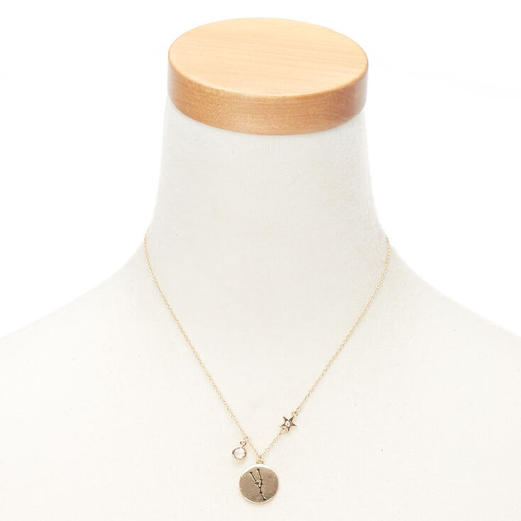 Gold Zodiac Pendant Necklace - Taurus,