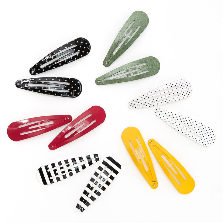 Claire's Lot de 12 barrettes clic clac à rayures et à pois