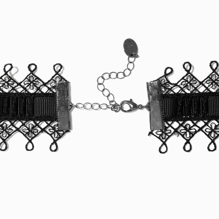 Black Lace Bow Choker Necklace,