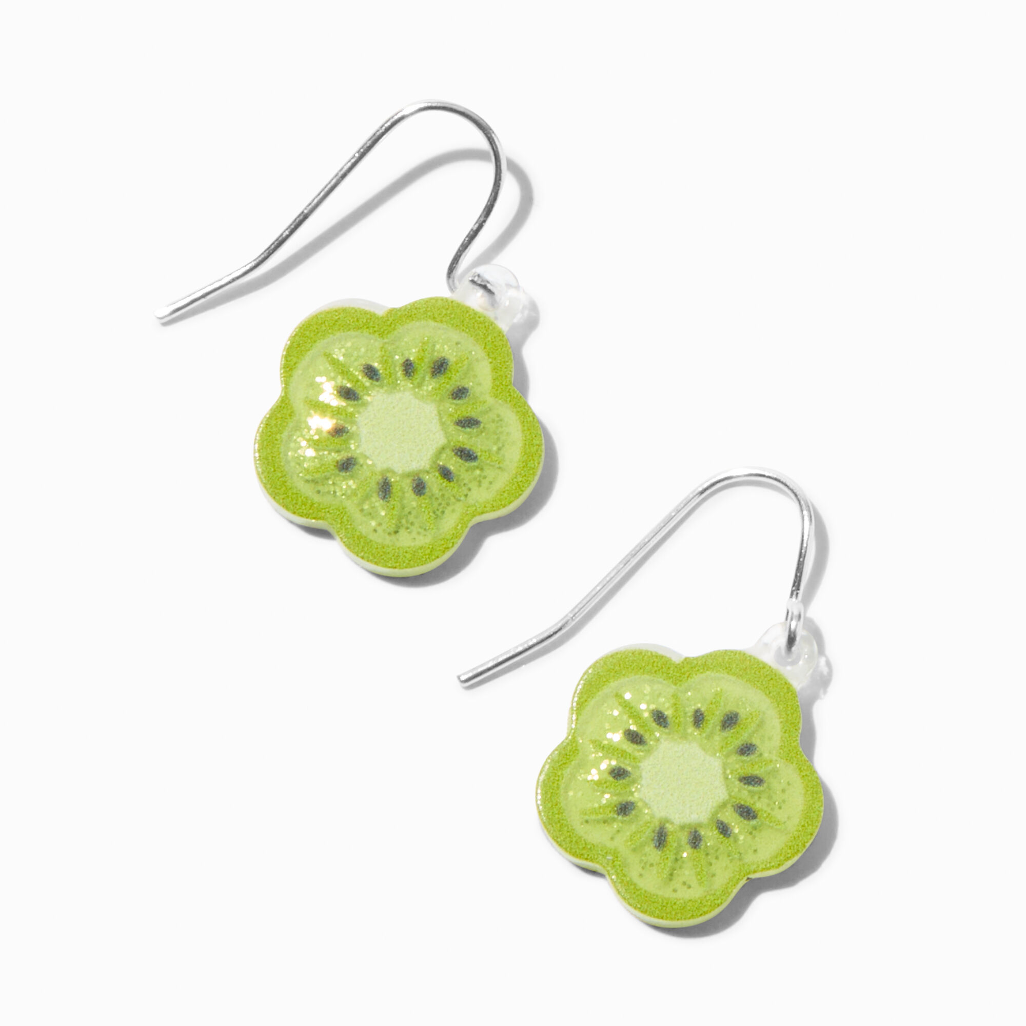 View Claires Acrylic Kiwi Flower 05 Drop Earrings Silver information