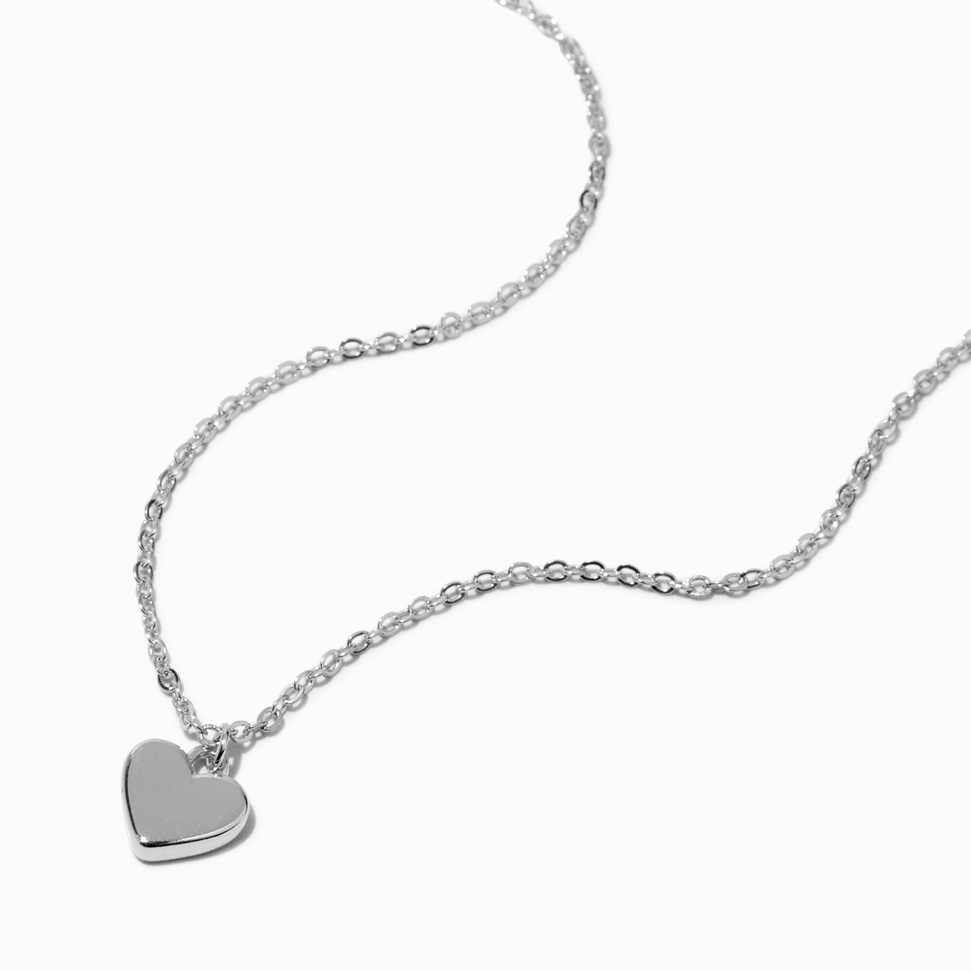 View Claires Tone Heart Pendant Necklace Silver information