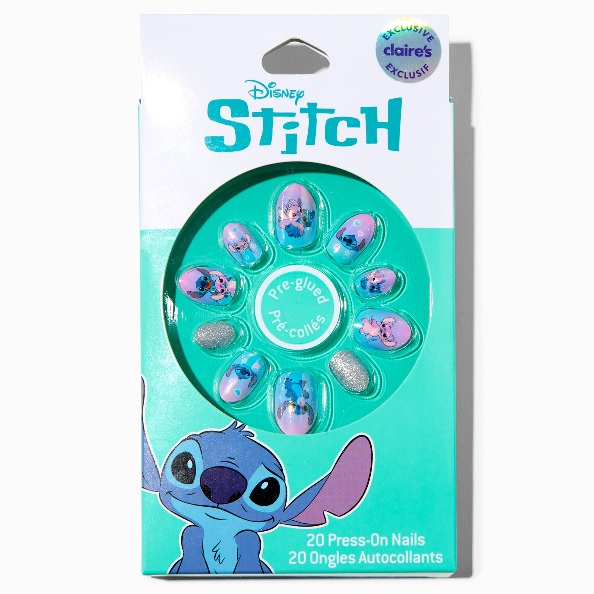 View Claires Disney Stitch Stiletto Press On Faux Nail Set 20 Pack information