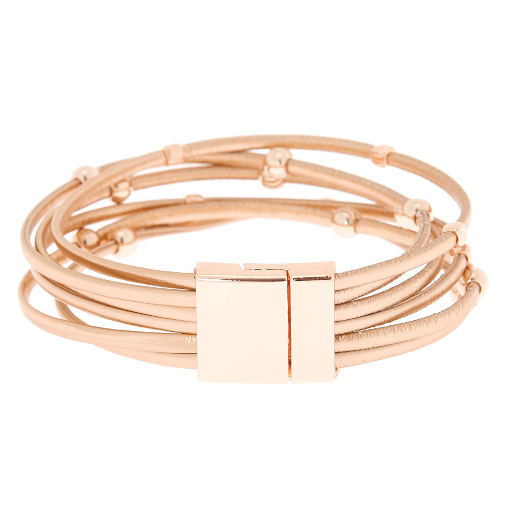 Stacked Cord Wrap Bracelet - Rose Gold,