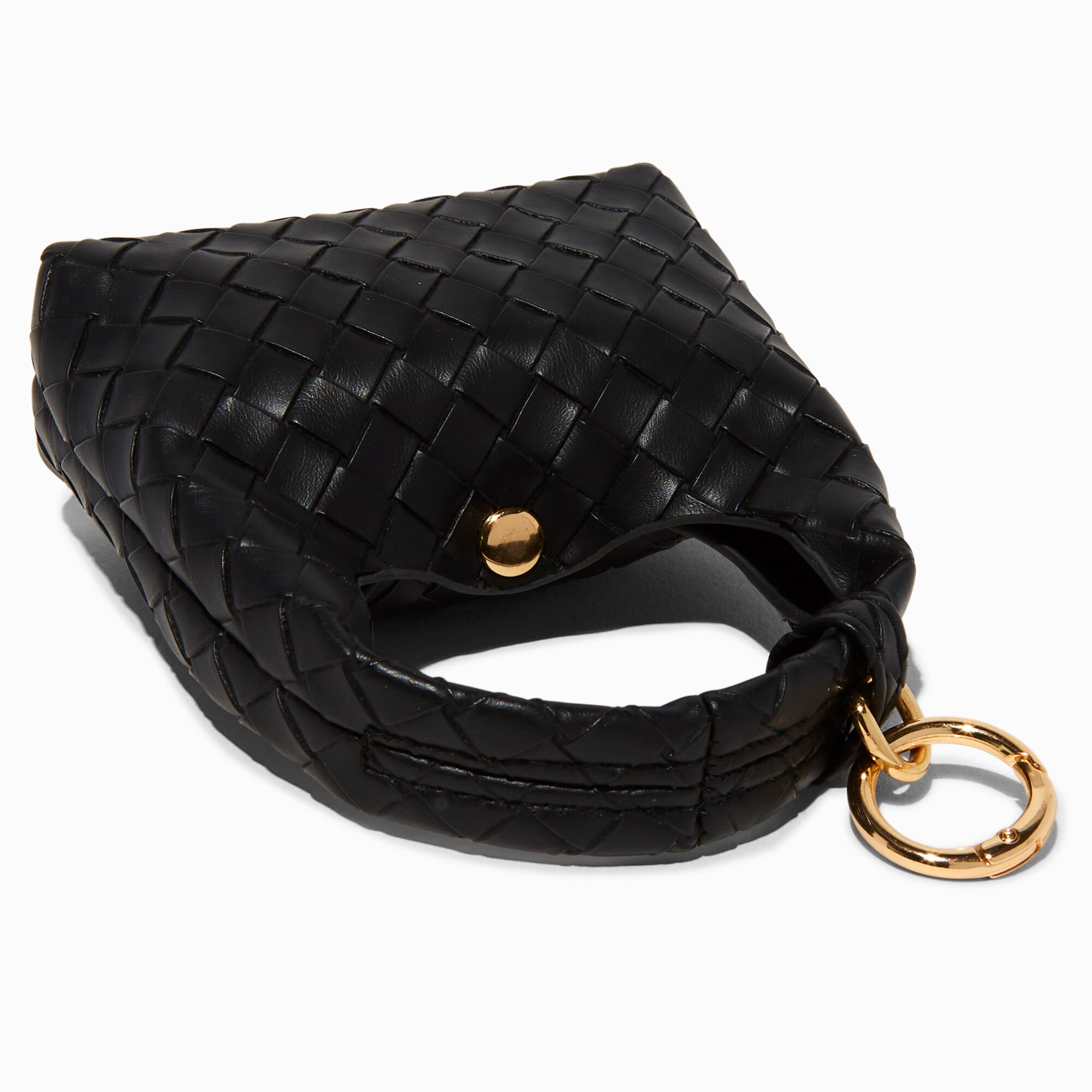 Black Woven Mini Purse Keyring,