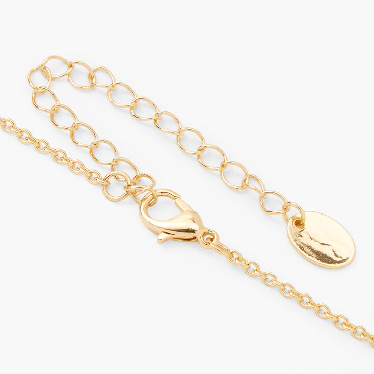 Gold-tone Rectangular Zodiac Pendant Necklace - Libra,