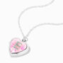 Collier &agrave; m&eacute;daillon c&oelig;ur paillet&eacute; &agrave; initiale d&eacute;cor&eacute;e rose &#40;E&#41;,