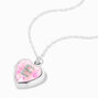 Pink Embellished Initial Glitter Heart Locket Necklace &#40;E&#41;,