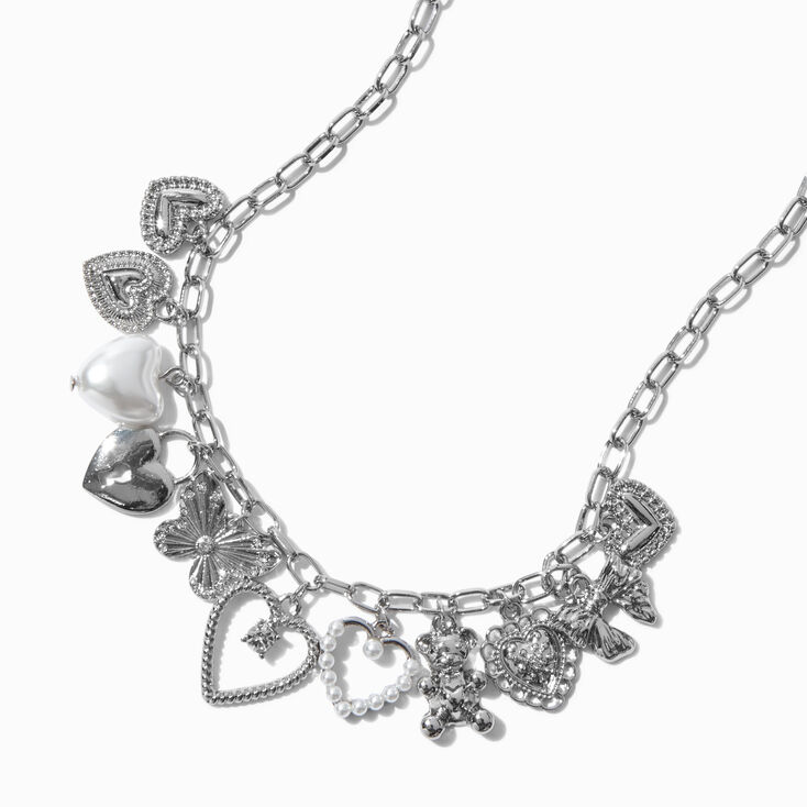 Collier de cha&icirc;ne &agrave; maillons trombone avec breloques Uptown couleur argent&eacute;e,