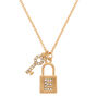 Gold Lock &amp; Key Initial Pendant Necklace - E,