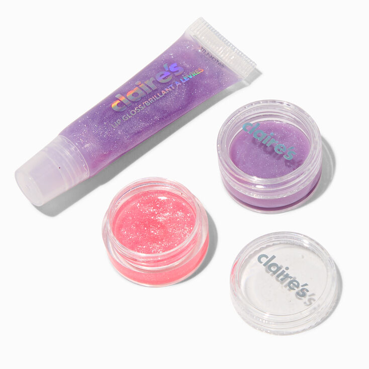 Purple Checkered Lip Gloss Palette Set - 3 Pack,